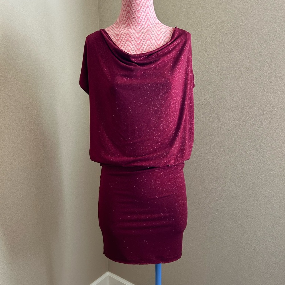 Sold-Alice + Olivia Burgundy Crystal Dress